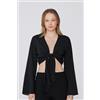 Tezenis Camicia Corta Manica Lunga In Viscosa Con Nodo Donna Nero