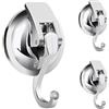 ZIGefofo Ganci a ventosa extra forti, 3 ganci a ventosa argentati, senza foratura, gancio per asciugamani, ventose, gancio da parete per bagno, cucina, bagno, doccia, finestra, vetro, parete, piastrelle, max