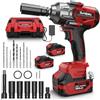 Sundpey 1400 N.m Avvitatore a Impulsi Brushless, 21V Avvitatore ad Impulsi con 2 Batterie da 4.0 Ah & 5 Prese & 9 Punte per Trapano & Adattatore Esagonale da 1/2 per Auto Camion Casa