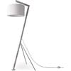 Paco Home Lampada Terra Ufficio Lampada Tavolo Vintage Deco Soggiorno Paralume Lampada Lettura Comodino Braccio E27, Tipo di lampada: Lampada da terra - Bianca, Colore:Bianco (Ø38cm)