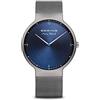 BERING 15540-077 Reloj de cuarzo para hombre con caja de acero inoxidable de 40 mm con acabado en gris y esfera azul, correa milanesa, cristal de zafiro y resistencia al agua de 5 ATM, 13940-510