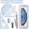 DY.2ten Set Geometria per Studenti, Geometry Compasso Set, Math Geometry Kit, Goniometro, Compasso,Righelli, con Scatola Infrangibili, Squadrette da Disegno 45 e 60, Elementare, 7 Pezzi