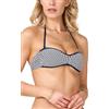 Goldenpoint Donna Costume da Bagno Kaleido - Parte Alta del Bikini - Fascia con Arricciatura e Imbottitura Removibile in Microfibra Fantasia Geometrica Bicolor Taglia 2B Colore Blu