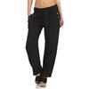 malito more than fashion Malito Donna Pantaloni Lino Pantaloni Libero Chino Plain Colors 8174 (Nero, L)