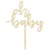 PartyDeco Topper in legno Oh Baby 17 cm Baby Doccia Compleanno Genere Reveal Party Compleanno