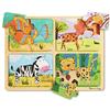 Melissa & Doug Legno, Quattro Puzzle da 4 Pezzi, Tema Animali: Pesce, Giraffa, Zebra e Ghepardo, per Bambini 2+ Anni, Multicolore, 41362