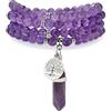 Self-Discovery Mala Charm Albero della Vita, 108 Perle Mala Naturale Collana spirituale con ciondolo esagonale al quarzo Reiki (Ametista (Amethyst))