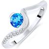 Planetys - Anello da donna in argento 925/1000 rodiato con topazio blu svizzero naturale, 18, Metallo, Topazio blu