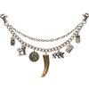 Alpenflüstern Charivari Gustl HCH010 - Gioiello da uomo di alta qualità con ciondoli a forma di trofeo per pantaloni in pelle, vero corno di cervo, colore argento anticato, HCH010, ca. 34 cm, Argento