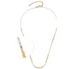 Jewels by Leonardo, collana Ciao Lilly, corta catena veneziana in acciaio inox dorato, perle di colore bianco e turchese, lunghezza 42-47 cm - Gioielli regalo per donne - 024983, 42 cm, Acciaio