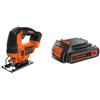 BLACK+DECKER BDCJS18N-XJ Seghetto Alternativo + BL2018-XJ Batteria al Litio, 18 V, 2.0 Ah