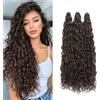 WoWCFyyds Estensioni per capelli crochet ricci a onde profonde da 24 pollici, confezione twist curl, capelli sintetici boho per trecce a onde d'acqua per donne (4#, 24 pollici-3 pezzi)
