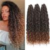 WoWCFyyds Extension per capelli ricci all'uncinetto, 61 cm, confezione da 3 pezzi, ondulati profondi, sintetici, stile bohémien, trecce ondulate con acqua, extension per capelli all'uncinetto, per donne (TB/30