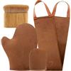 FUNAN Self Tanning Application Kit, 4-Piece Set with Back Applicator, Mini Mitt, Tanning Mitts and Ultra Soft Self Tanner Brush Bamboo Kabuki Brush, Black (brown, 4)