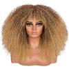 Lizzyhair Lizzy, Parrucca afro riccia per donne di colore, 45,7 cm, parrucca riccia afro bomb, con frangia, in fibra sintetica, senza colla, capelli lunghi crespi e ricci, per feste quotidiane (biondo ombre)