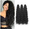 WoWCFyyds Extension a crochet per capelli profondi, 24 pollici, capelli sintetici, boho ondulati, per donne (1B, 24 pollici), confezione da 3 pezzi)