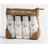 Campos de Ibiza Set da Viaggio Campi di Ibiza : (Fiore di Mandorla) Gel e Lozione + (Mandarina) Shampoo e Balsamo - Cosmetici Naturali - 4 x 60 ml - Senza Parabeni, Dermatologicamente Testato, 100% Riciclabile
