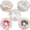 HTTDSLF 5 Pezzi Scrunchies per Capelli, Elastico in Scrunchies, Grande Elastici Capelli Donna, Scrunchie Bianco, Scrunchies Seta per Capelli Lisci e Ricci, Donna e Ragazze