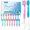 YUNCHI 36 Pezzi Mini Spazzolini Portatile Spazzola Monouso con Dentifricio | 5 in 1 Spazzola, Dentifricio, Filo, Raschietto Lingua, Stuzzicadenti. Confezione singola. Portatile Spazzolino da Viaggio
