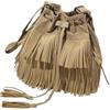 gaobaozhu Borsa a secchiello in pelle PU per donna retrò a tracolla con frange borse con coulisse piccola nappa borsa a tracolla borse per telefono borsa messenger borsa vintage moda, Marrone, 1
