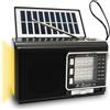 BliMySwe Radio Portatile con Pannello Solare e Batteria 1200mAh, Ricevitore AM/FM/SW1-6 con Altoparlante 8W/TWS/USB/TF, Torcia, Radio Bluetooth Ricaricabile per Camping, Emergenze, Esterno