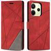 SONWO Cover per Redmi Note 14 4G, Flip Custodia in PU Pelle, Cover a Libro Portafoglio con Slot per Schede e Supporto Stand per Redmi Note 14 4G, Rosso