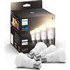 Philips Hue (TG. 4 Unit (Confezione da 1)) Philips Hue White 4 Lampadine LED Smart, Bluetoo