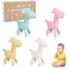 TYRY.HU Giochi Dentizione Neonato Giocattoli Massaggiagengive Silicone Giraffe Refrigerante Massaggio Gengive Sensoriali Giocattolo Regalo per Bambini 3 6 12 Mesi Set di 4