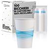 cubex professional Bicchieri in carta monouso 200 ml 7 once 100% Made in Italy per acqua e bevande calde e fredde ECOLOGICI COMPOSTABILI e BIODEGRADABILI di design (Waves, 100)