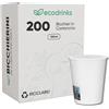 ecodrinks - 200 Bicchieri Carta - Per Acqua, Cocktail, Bevande Calde e Fredde - Biodegradabili, Eco-friendly e Made in Italy (Bianco, 120ml)
