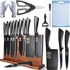 XYJ Set di coltelli professionali per mastri chef, mannaia, macellaio per campeggio, set di coltelli da chef con blocco magnetico per coltelli, borsa, kit di coltelli da cucina in acciaio inossidabile