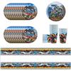 YINcrinx Cartoon Monster Trucks party tableware, tra cui piatti, tazze, tovaglie, tovaglioli, adatto per Monster Trucks decorazioni, feste di compleanno, baby shower, fino a 20 ospiti