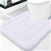 Homaxy - Tappeto da bagno in microfibra, antiscivolo, morbido, con intaglio per WC, 50 x 60 cm, assorbente, lavabile, bianco