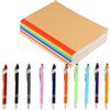 Wisebom 10 Pezzi Kraft Quaderni A5 e Capacitiva Penne per Touch, 1.0 mm Penna Touch Screen Retrattile Penne a Sfera in Metallo A5 Blocco Note Foderato per Ufficio e Scuola