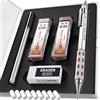 Nicpro Blocky Gear 0,3 mm set di portamine meccaniche in metallo con custodia, matite meccaniche in metallo con mine HB, gomma da cancellare, matite per scrittura artistica professionale e per adulti
