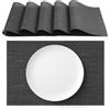 AGYO Set 6 pezzi Tovagliette americane lavabili, antiscivolo, colore nero/antracite, ideali per cucina e sala da pranzo