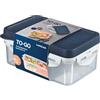 LocknLock TO GO - Contenitore per il pranzo con scomparti e posate, 1,00 l, 207 x 137 x 88 mm, 3 scomparti e posacenere per salsa, 100% aria e impermeabile, adatto per lavastoviglie e microonde, senza