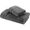 Caleffi Asciugamano con Ospite in Cotone Stripe Antracite - 73859