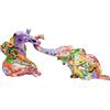 Kare Set di 2 statuine decorative di design con elefanti zirkus, multicolore, statua moderna di animali, idea regalo, accessori decorativi, decorazione per la casa, soggiorno, camera da letto, 22 x 19