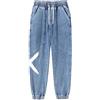 Generisch Jeans da uomo, oversize, larghi, elasticizzati, a vita alta, elasticizzati, in denim, per il tempo libero, pantaloni cargo, Blu, 5XL