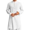 Generisch Camicia Uomo Festivo Manica Corta Uomo Lino Manica Lunga Caftano Thobe Abito Lungo Camicia Robe Casual Musulmano Abito Camicia di Lino Uomo, bianco, M