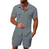 Generic Abiti estivi da uomo Set 2 pezzi pantaloncini e magliette in cotone lino tuta da uomo Loungewear Set pantaloncini Polo morbida e confortevole e top con risvolto corto e pantaloni camicia button down e