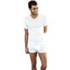 NOTTINGHAM 3 Pezzi Maglia Uomo Mezza Manica Scollo a V TV6103 in Cotone Jersey (Bianco, 8/3XL)