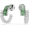 Swarovski Matrix Orecchini a Cerchio, Gioielli con Zirconia Trasparenti e Verdi Swarovski, Pietre Scintillanti a Taglio Misto, Placcatura in Tonalità Rodio, 2,3 x 1 cm, peso (singolo orecchino) 3,9 g