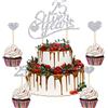 Nezyo Set di Topper per Torta per il 25° Anniversario di Matrimonio Decorazioni per Cupcake con Glitter Topper a Cuore d'Argento Topper con Numero 25, 13 Pezzi in Totale