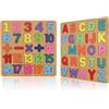 LNSYSNS Lettere in Legno Alfabeto Bambini, 2 Pezzi Giochi in Legno, ABC Puzzle in Legno per Bambini 1-3 Anni