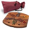 LOGOPLAY Ludo da 2 a 6 giocatori con borsa in stoffa - campo da gioco 33 x 28 cm - gioco di dadi in legno