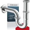 Kirchhoff 98801120 Sifone Plus 98801120-Sifone Scarico Extra Lungo e Tubo di Immersione, Universale con Attacco Standard da 1 1/4 e 32 mm, Cromo