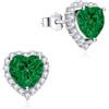 Dada Gioielli - Orecchini Argento 925 Cuore 11mm Punto Luce Con Zirconi Brillanti (Verde Smeraldo)