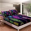 Loussiesd Set di biancheria da letto con unicorno e fenicottero glitterato, per bambini e donne, con stampa di palme, lenzuolo con angoli tropicali e ananas